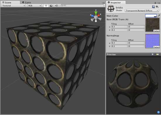 Шейдер Transparent Bumped Diffuse в Unity 3D