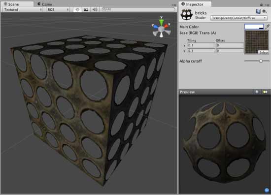 Шейдер Transparent Cutout Diffuse Unity 3D