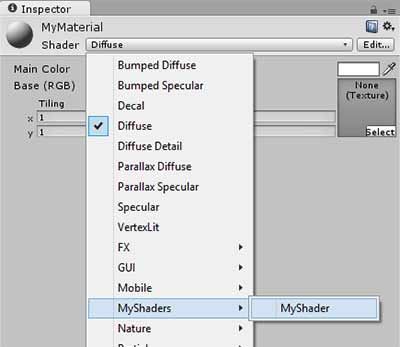 Inspector Unity 3D Material